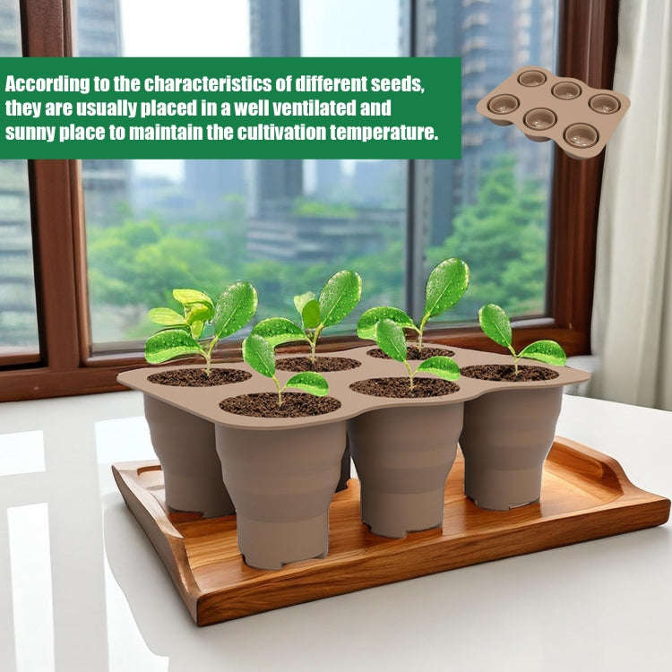 6 Holes Nursery Box Small Vegetable Flower Plant Breathable Growing Tray Silicone Folding Nursery...