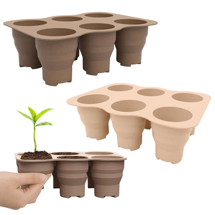 6 Holes Nursery Box Small Vegetable Flower Plant Breathable Growing Tray Silicone Folding Nursery...