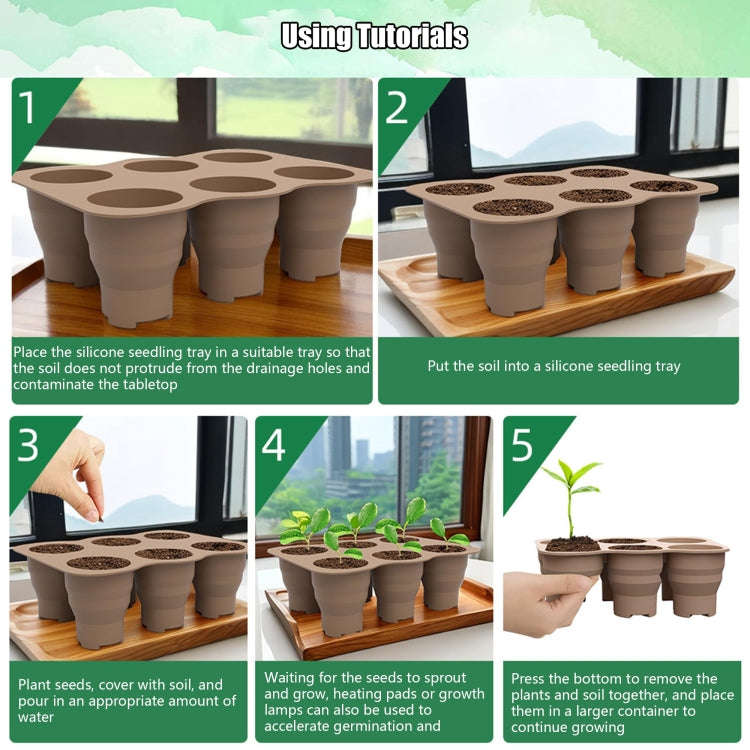 6 Holes Nursery Box Small Vegetable Flower Plant Breathable Growing Tray Silicone Folding Nursery...