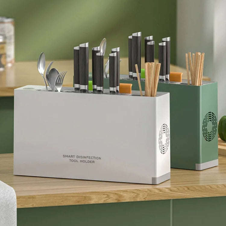 UV Disinfection Drying Knife Chopsticks Storage Holder With Cutting Board Green
