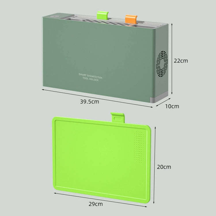 UV Disinfection Drying Knife Chopsticks Storage Holder With Cutting Board Green