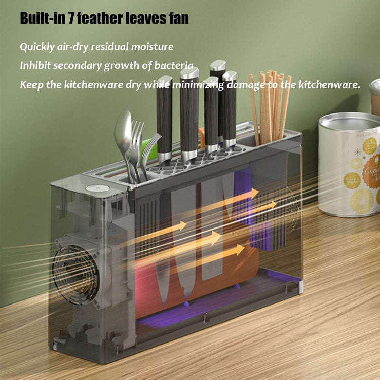UV Disinfection Drying Knife Chopsticks Storage Holder With Cutting Board Green
