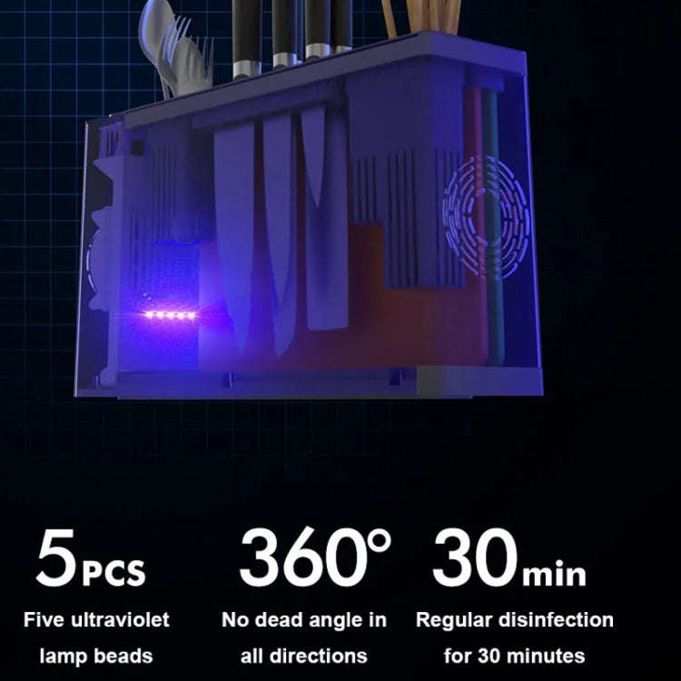 UV Disinfection Drying Knife Chopsticks Storage Holder  With  Cutting Board White