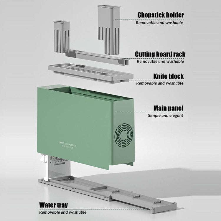 UV Disinfection Drying Knife Chopsticks Storage Holder  With  Cutting Board White