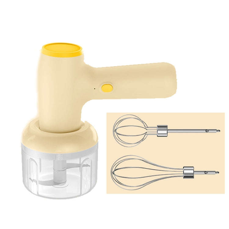 2 in 1 Portable Wireless Garlic Chopper Egg Beater Mixer Cooking Machine(Beige)
