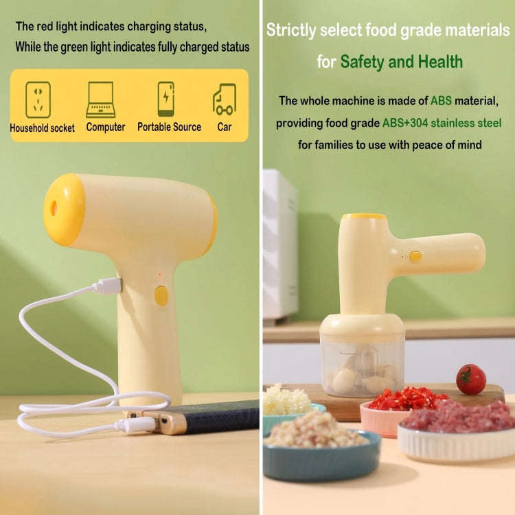 2 in 1 Portable Wireless Garlic Chopper Egg Beater Mixer Cooking Machine(Beige)