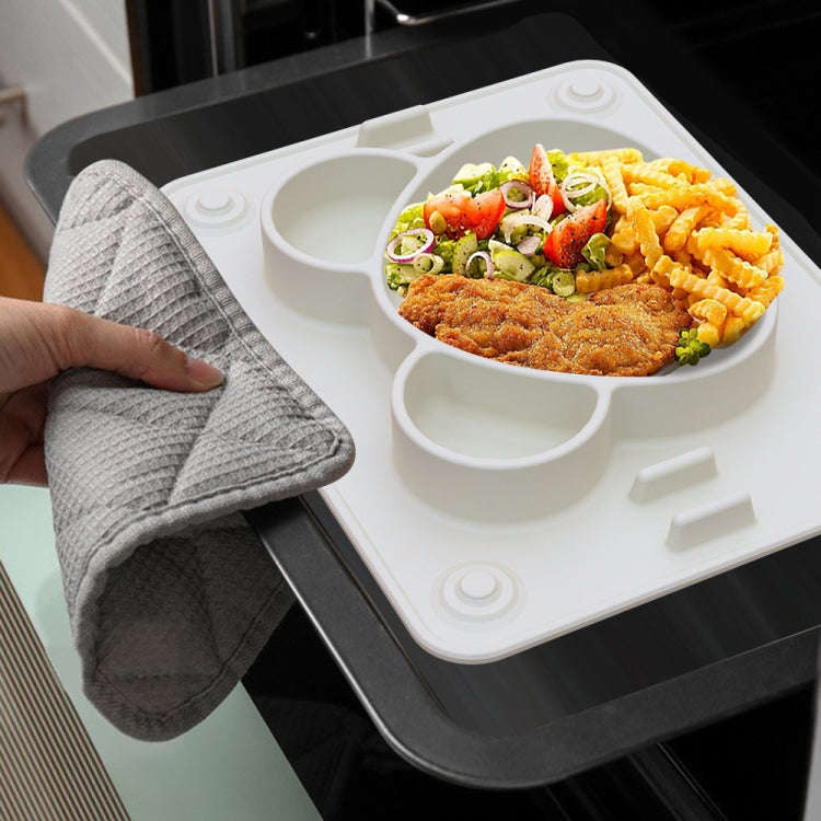 Baby Integrated Suction Cup Grid Food Plate Children Panda Silicon Glue Dishes(With Fork and Spoo...