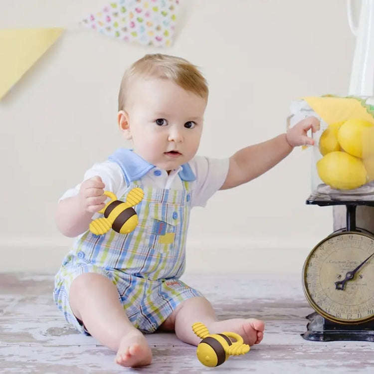 Bee Shaped Teether Teething Stick Baby Anti-Snacking Toys, Color: Yellow Brown Printing