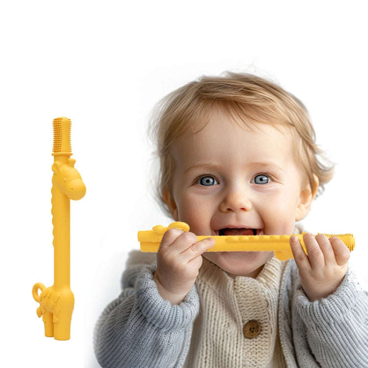 Baby Deer Toys Food Teething Sticks Silicone Giraffe(Yellow)