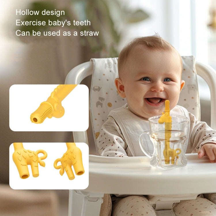 Baby Deer Toys Food Teething Sticks Silicone Giraffe(Yellow)
