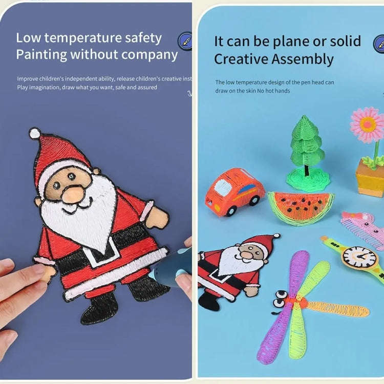 USB Charging Low-Temperature Wireless Graffiti Printing Pen Set Children DIY 3D Painting Pen(Pink)