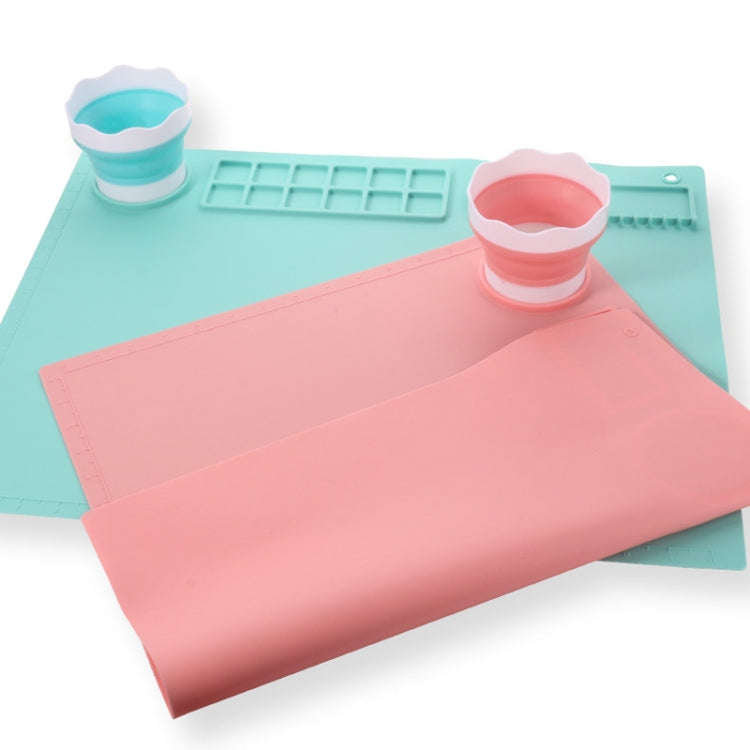 50x40cm Silicone Double Bowl Painting Pad Graffiti Oil Painting Mat Erasable and Washable Silicon...