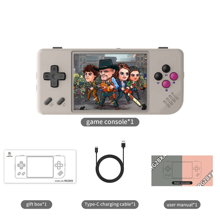ANBERNIC RG28XX Retro Handheld Game Console 2.83-Inch IPS Screen Linux OS 64GB(Retro Gray)