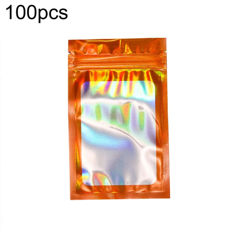 100pcs Laser Shaded Self-Sealing Bag Jewelry Closure Packaging Bags, Size: 6 x 10cm Orange