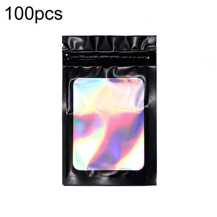 100pcs Laser Shaded Self-Sealing Bag Jewelry Closure Packaging Bags, Size: 9 x 12cm Black