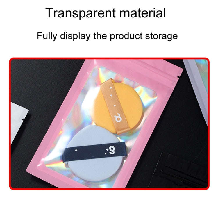 100pcs Laser Shaded Self-Sealing Bag Jewelry Closure Packaging Bags, Size: 8 x 13cm Black