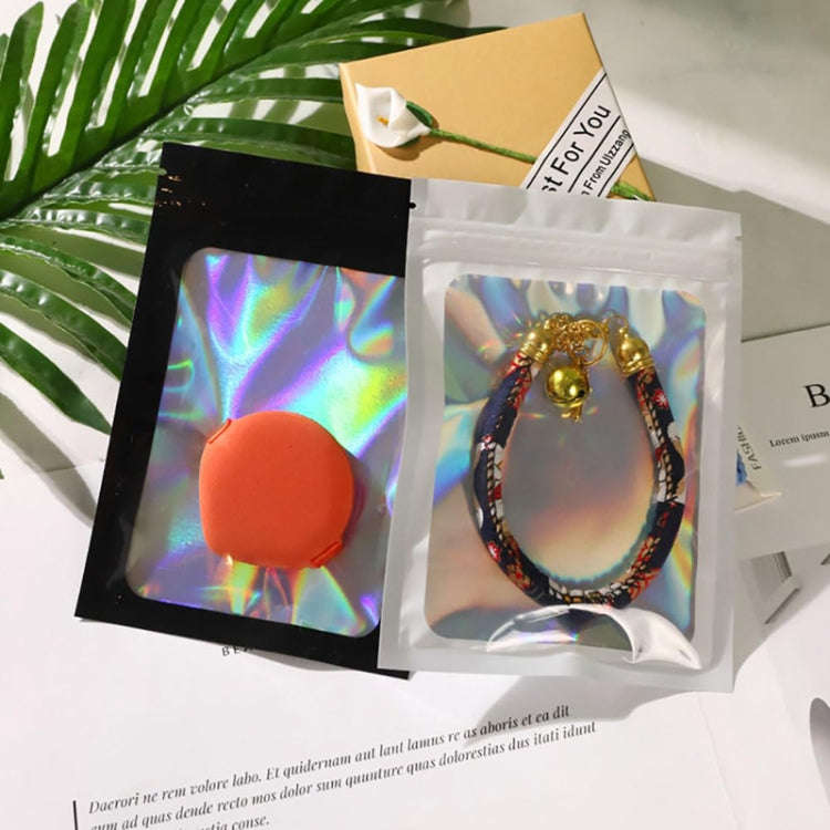 100pcs Laser Shaded Self-Sealing Bag Jewelry Closure Packaging Bags, Size: 9 x 12cm Black