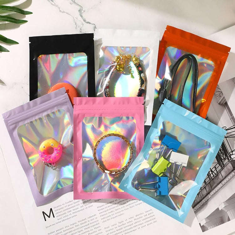 100pcs Laser Shaded Self-Sealing Bag Jewelry Closure Packaging Bags, Size: 6 x 10cm Orange