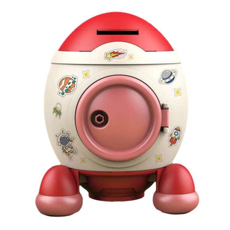 Children Cartoon Rocket Money Bank Savings Bank Ornament Gifts For Boys And Girls(Pink)