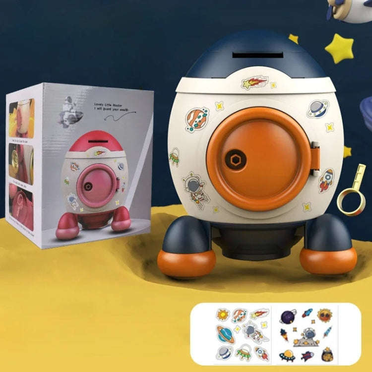 Children Cartoon Rocket Money Bank Savings Bank Ornament Gifts For Boys And Girls(Pink)