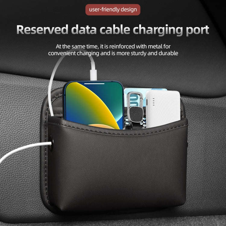 Adhesive Multifunctional Storage Bag for Car Center Console(Brown)