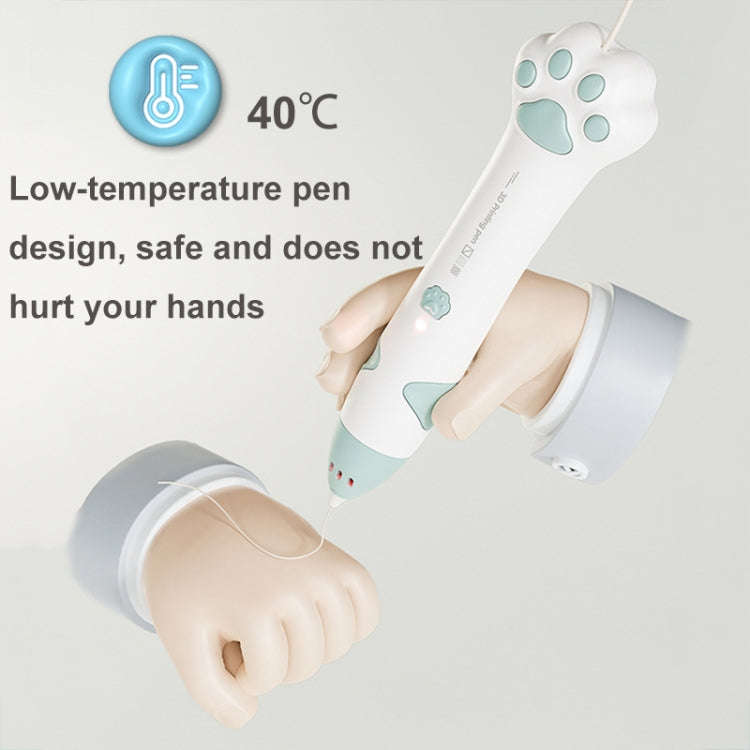 Cat Claw USB Charging Low Temperature 3D Printing Pen Children DIY Graffiti 3D Painting Pen(Sakur...