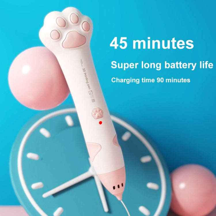 Cat Claw USB Charging Low Temperature 3D Printing Pen Children DIY Graffiti 3D Painting Pen(Sakur...
