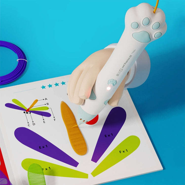 Cat Claw USB Charging Low Temperature 3D Printing Pen Children DIY Graffiti 3D Painting Pen(Sakur...