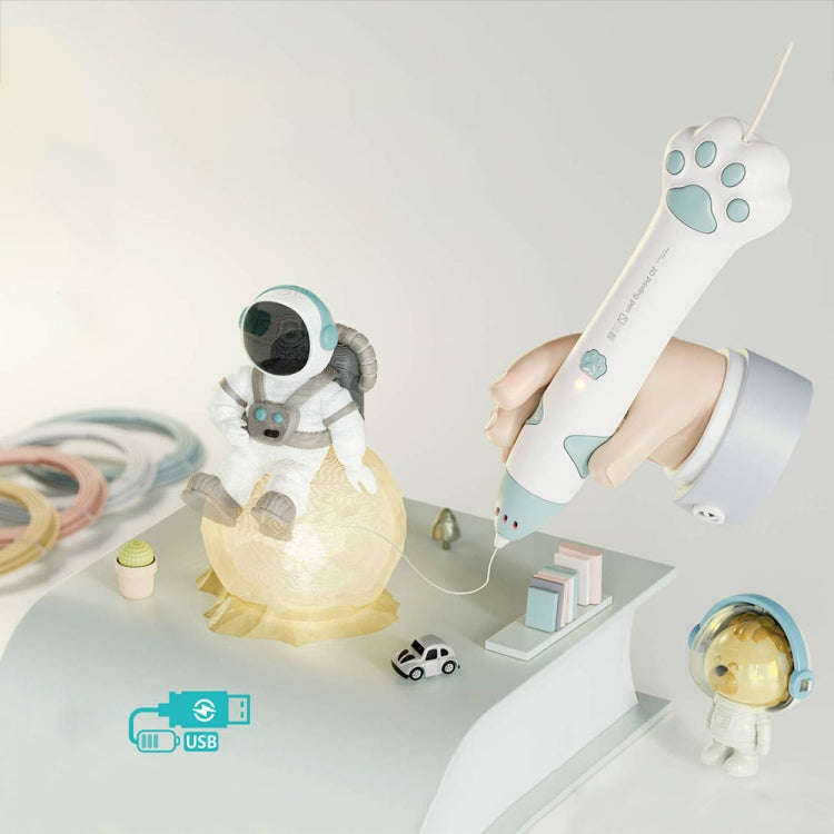 Cat Claw USB Charging Low Temperature 3D Printing Pen Children DIY Graffiti 3D Painting Pen(Sakur...
