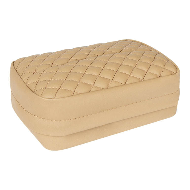 Car Sun Visor Armrest Box Back Hanging Tissue Box(Beige)