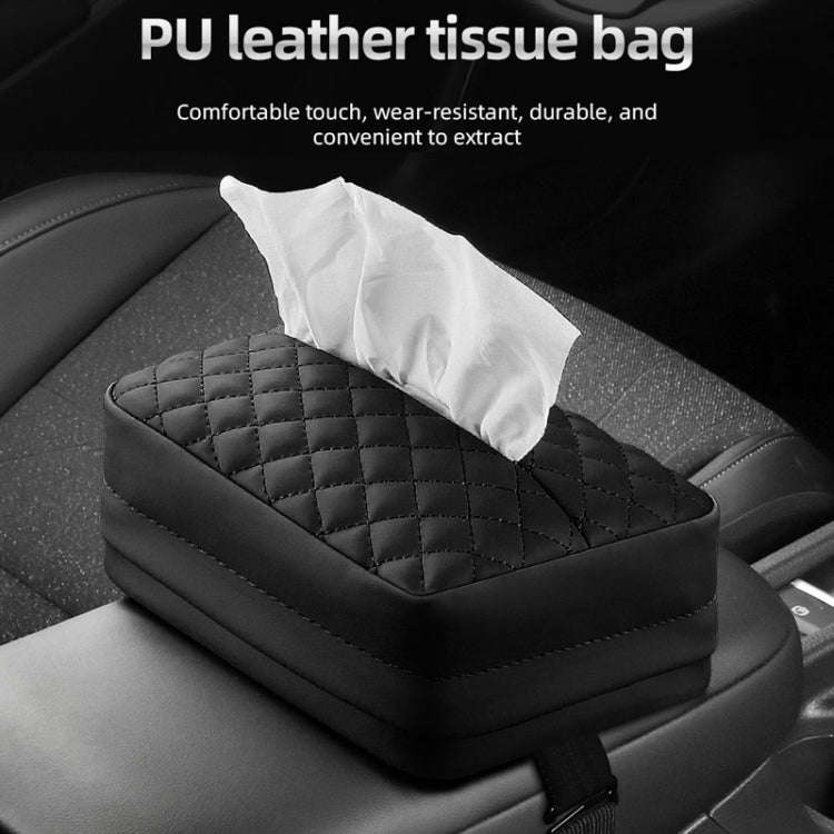 Car Sun Visor Armrest Box Back Hanging Tissue Box(Brown)