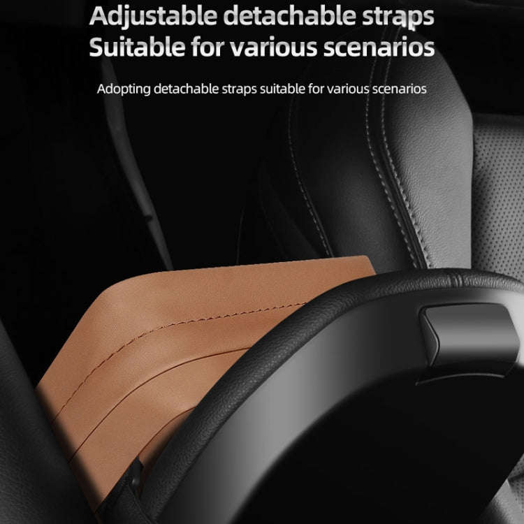 Car Sun Visor Armrest Box Back Hanging Tissue Box(Brown)