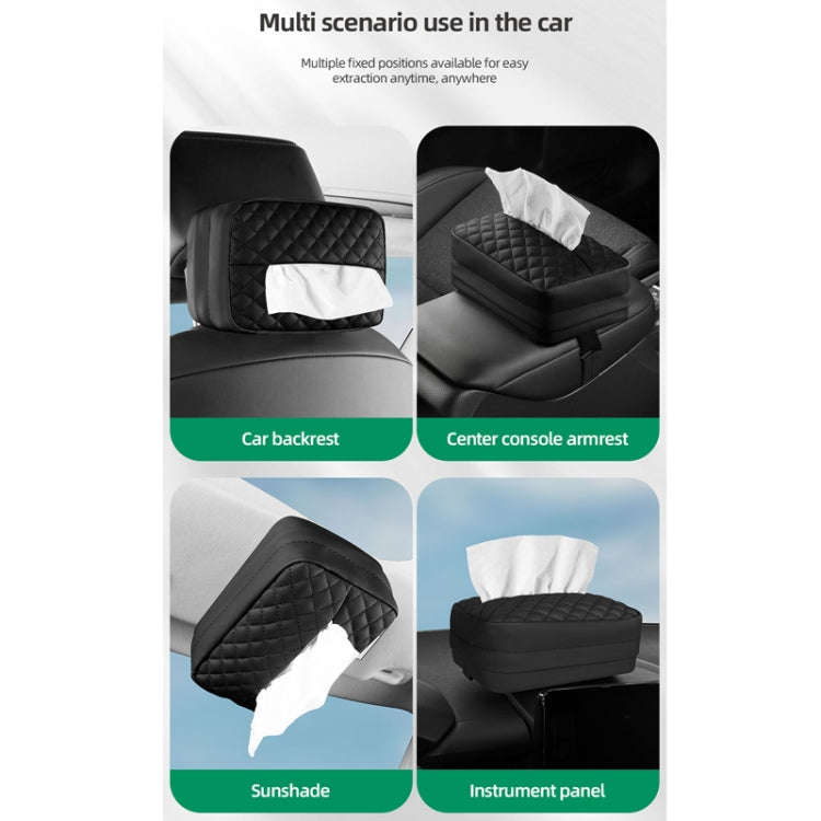 Car Sun Visor Armrest Box Back Hanging Tissue Box(Brown)