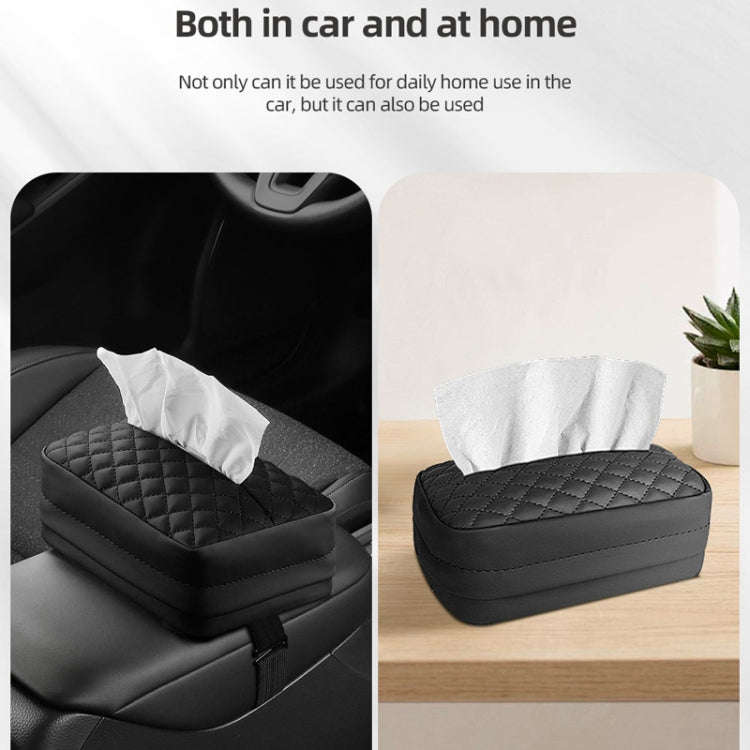 Car Sun Visor Armrest Box Back Hanging Tissue Box(Brown)