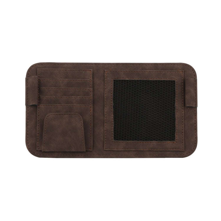 Car Sun Visor Bill Holder Glasses Clip Storage Bag(Brown)