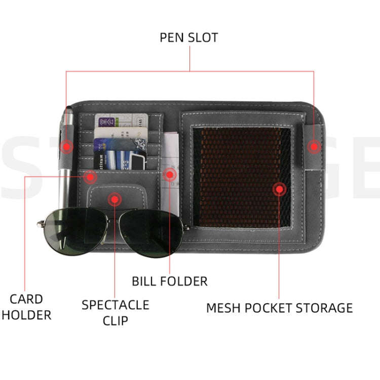 Car Sun Visor Bill Holder Glasses Clip Storage Bag(Brown)