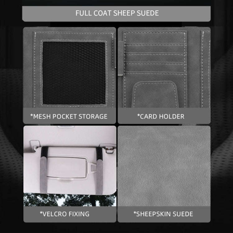 Car Sun Visor Bill Holder Glasses Clip Storage Bag(Brown)