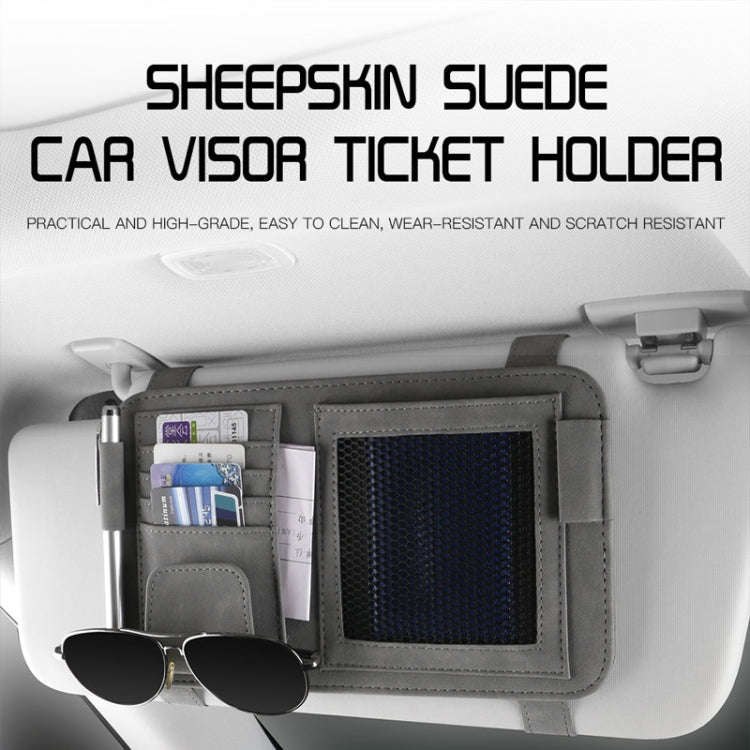 Car Sun Visor Bill Holder Glasses Clip Storage Bag(Brown)