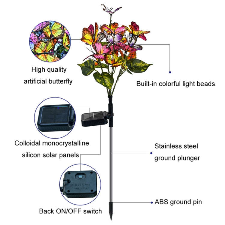 Lawn Ground Plug Light Decoration Outdoor Solar LED Garden Lights, Model: Butterfly Flower