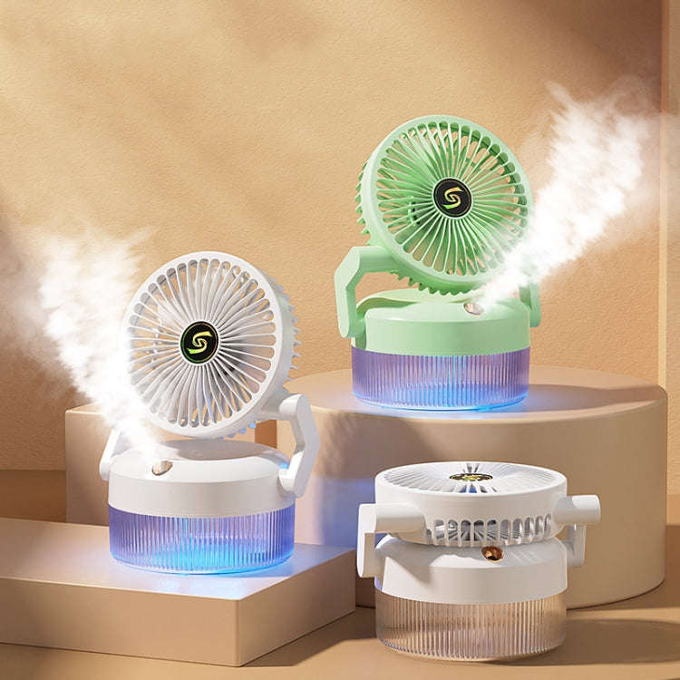 USB Charging Folding Desktop Spray Humidification Fan with Night Light(Green)
