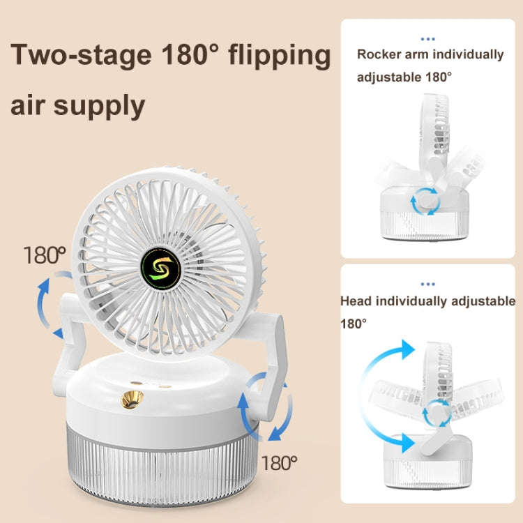 USB Charging Folding Desktop Spray Humidification Fan with Night Light(Green)