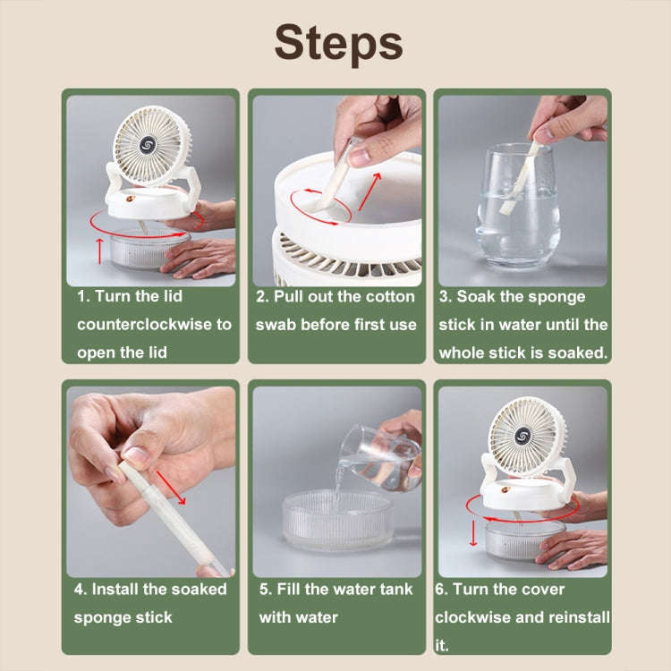 USB Charging Folding Desktop Spray Humidification Fan with Night Light(White)