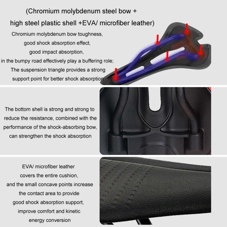 TOSEEK Mountain Bike Saddle Road Bicycle Seat Accessories, Color: Black Red