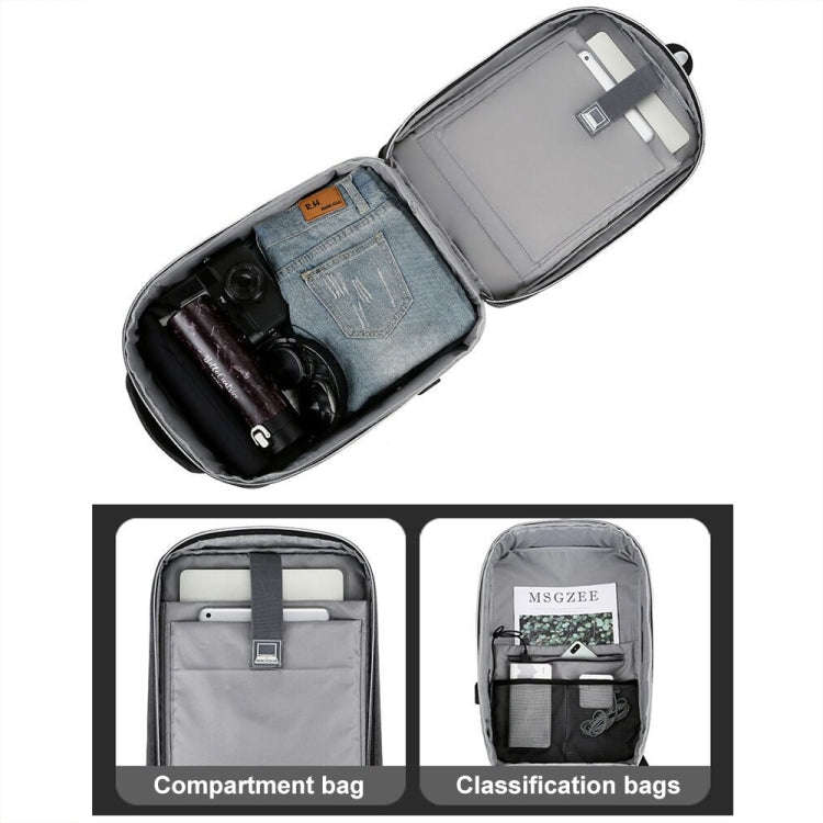 17 inch Multifunctional Waterproof Business Sports Laptop Backpack with USB Port(Dark Gray)