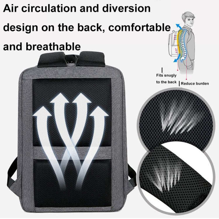 17 inch Multifunctional Waterproof Business Sports Laptop Backpack with USB Port(Black)