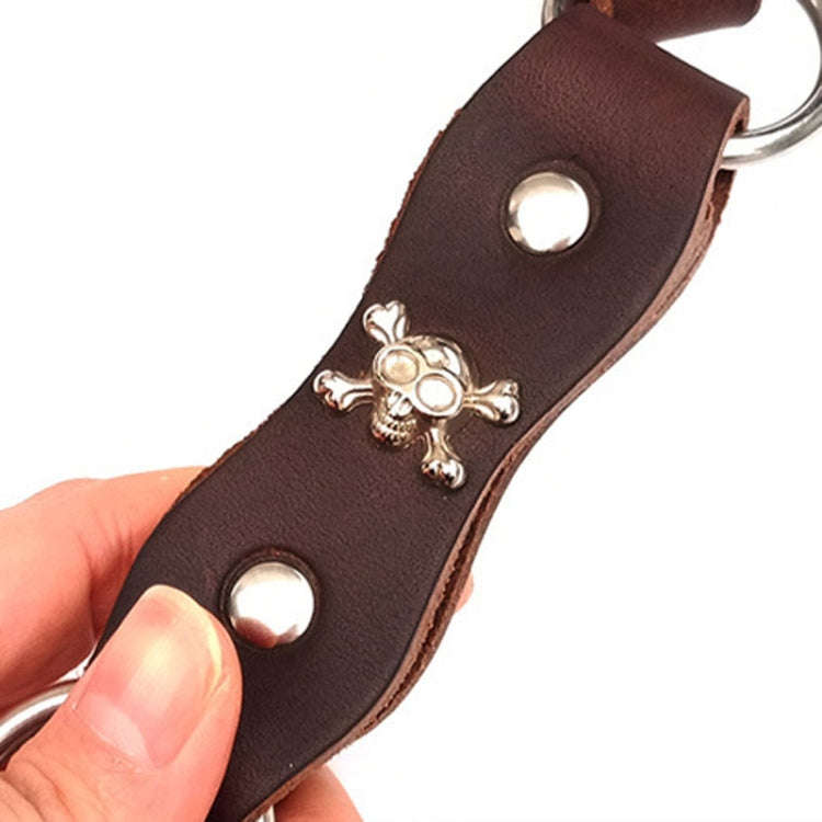 Leather Dog Leash Pet Tow Rope Chain, Style: Without Spring(Coffee)