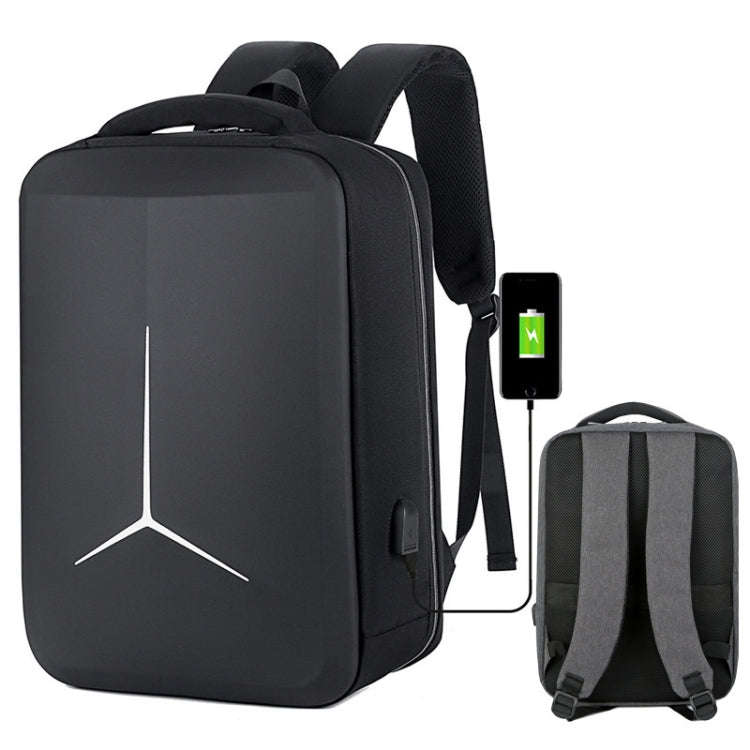 15 inch Large-Capacity Waterproof Business Commuter Laptop Backpack with USB Port(Simplified Black)