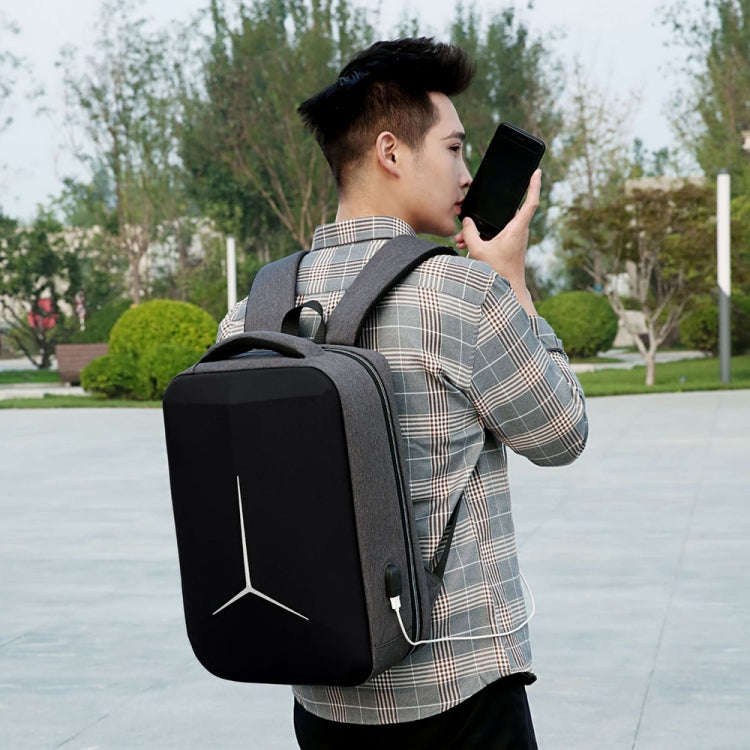 15 inch Large-Capacity Waterproof Business Commuter Laptop Backpack with USB Port(Simplified Gray)