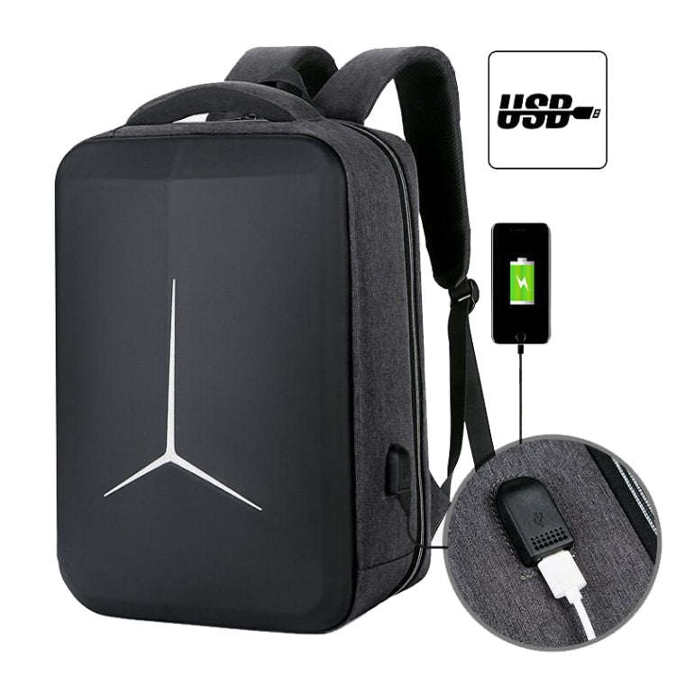 15 inch Large-Capacity Waterproof Business Commuter Laptop Backpack with USB Port(Simplified Gray)