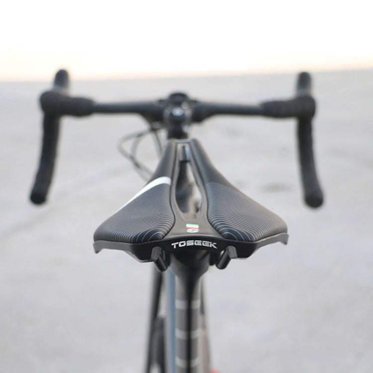 TOSEEK Bicycle Shock-absorbing Comfortable Widened Saddle(Silver)
